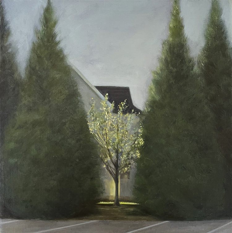 Parking Lot, 2025, oil on panel, 8 × 8 in.